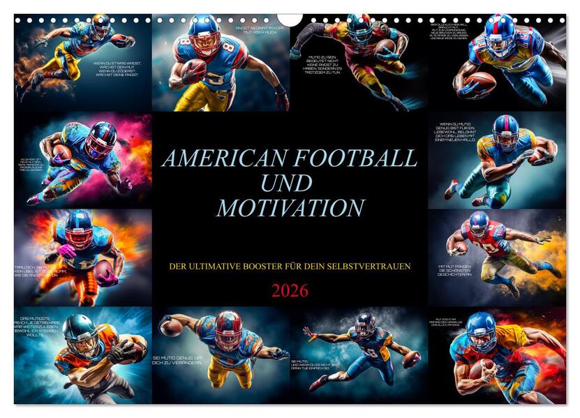 American Football und Motivation (Wandkalender 2026 DIN A3 quer) CALVENDO Monatskalender