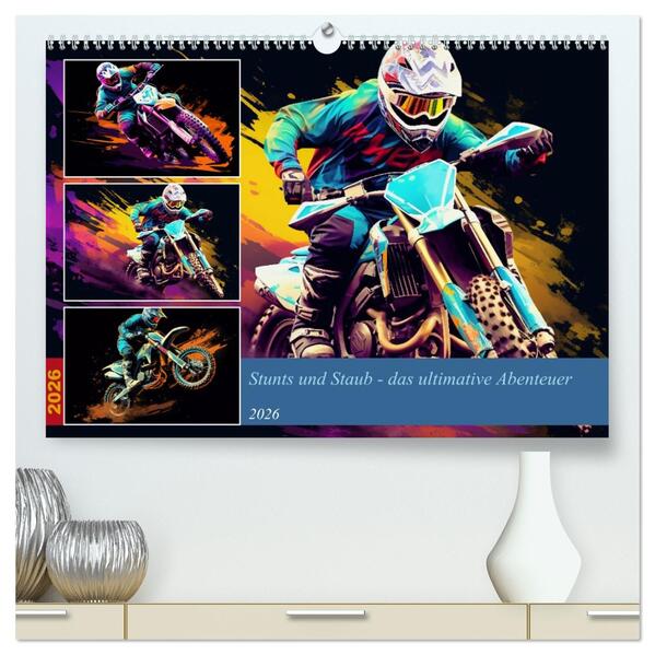Stunts und Staub - das ultimative Abenteuer (hochwertiger Premium Wandkalender 2026 DIN A2 quer) Kunstdruck in Hochglanz