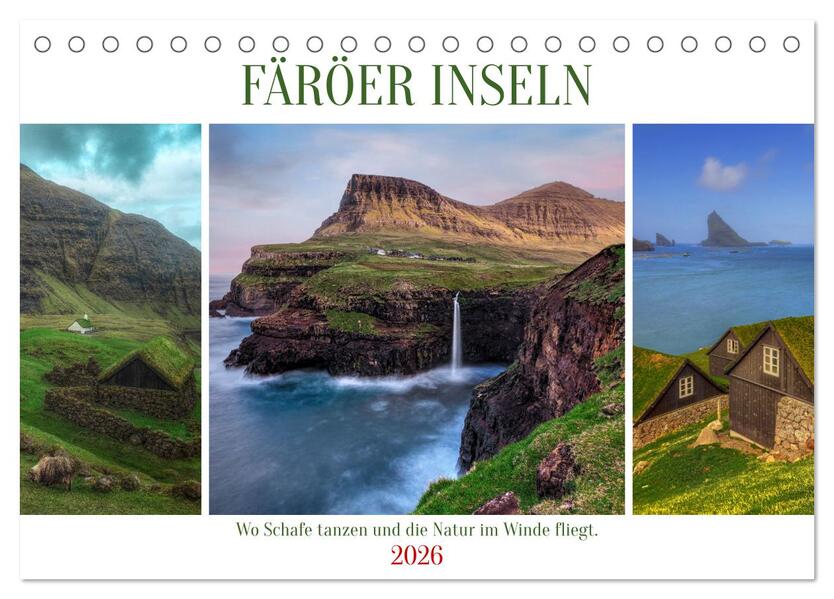 Färöer Inseln - Wo Schafe tanzen und die Natur im Winde fliegt (Tischkalender 2026 DIN A5 quer) CALVENDO Monatskalender