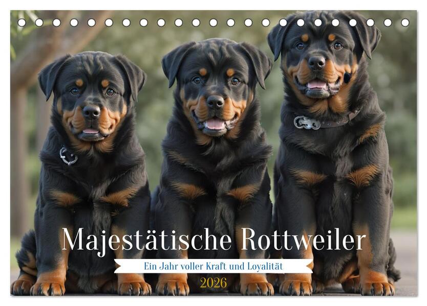Majestätische Rottweiler: Ein Jahr voller Kraft und Loyalität (Tischkalender 2026 DIN A5 quer) CALVENDO Monatskalender