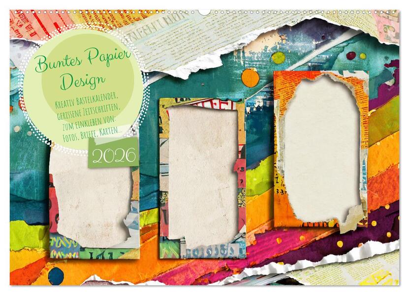 Buntes Papier Design (Wandkalender 2026 DIN A2 quer) CALVENDO Monatskalender