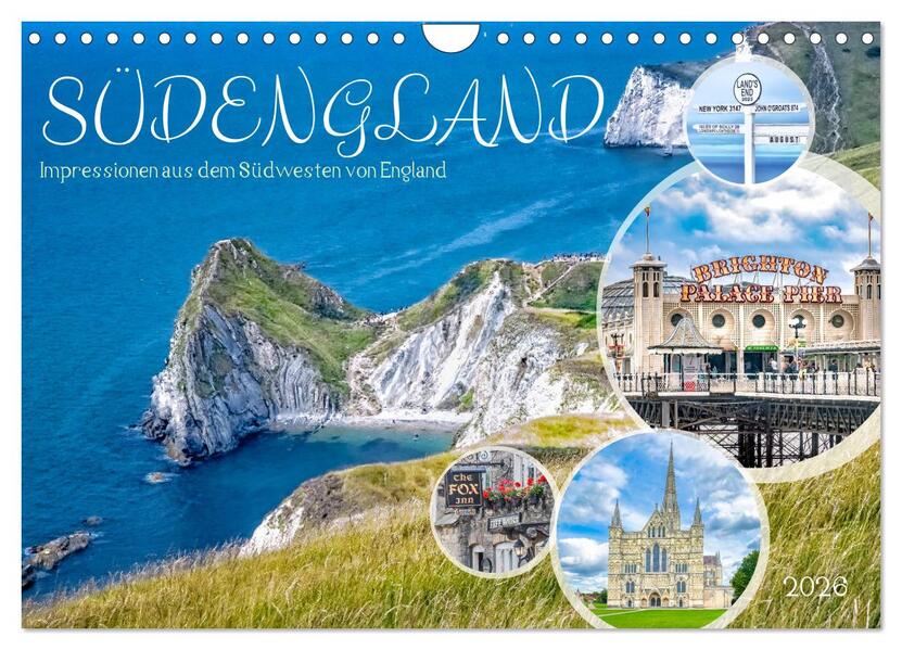 Südengland - Impressionen aus dem Südwesten von England (Wandkalender 2026 DIN A4 quer) CALVENDO Monatskalender