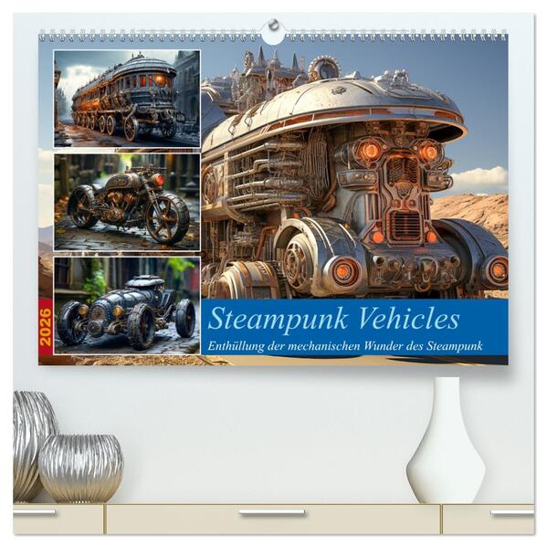 Steampunk Vehicles (hochwertiger Premium Wandkalender 2026 DIN A2 quer) Kunstdruck in Hochglanz