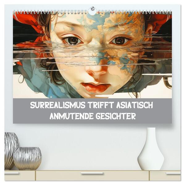 Surrealismus trifft asiatisch anmutende Gesichter (hochwertiger Premium Wandkalender 2026 DIN A2 quer) Kunstdruck in Hochglanz