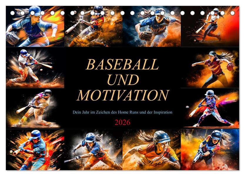 Baseball und Motivation (Tischkalender 2026 DIN A5 quer) CALVENDO Monatskalender