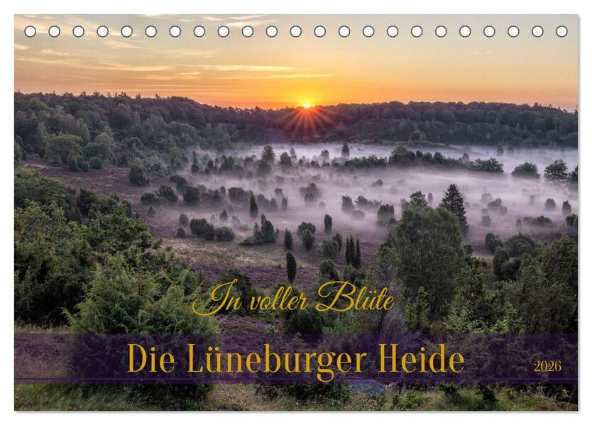 Die Lüneburger Heide - In voller Blüte (Tischkalender 2026 DIN A5 quer) CALVENDO Monatskalender