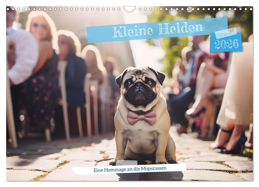 Kleine Helden - eine Hommage an die Mopsrasse (Wandkalender 2026 DIN A3 quer) CALVENDO Monatskalender