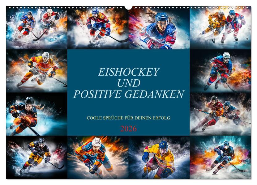 Eishockey und positive Gedanken (Wandkalender 2026 DIN A2 quer) CALVENDO Monatskalender