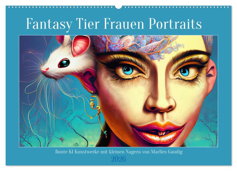 Fantasy Tier Frauen Portraits (Wandkalender 2026 DIN A2 quer) CALVENDO Monatskalender