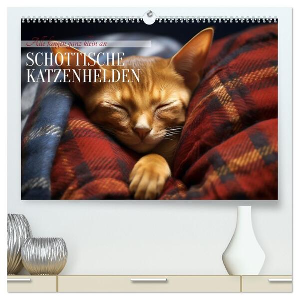 Schottische Katzenhelden (hochwertiger Premium Wandkalender 2026 DIN A2 quer) Kunstdruck in Hochglanz