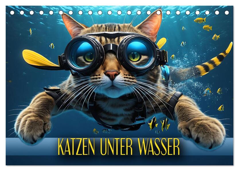 Katzen unter Wasser (Tischkalender 2026 DIN A5 quer) CALVENDO Monatskalender