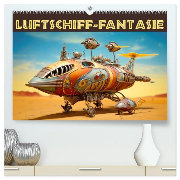 Luftschiff-Fantasie (hochwertiger Premium Wandkalender 2026 DIN A2 quer) Kunstdruck in Hochglanz