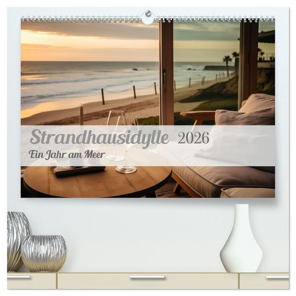 Strandhausidylle (hochwertiger Premium Wandkalender 2026 DIN A2 quer) Kunstdruck in Hochglanz