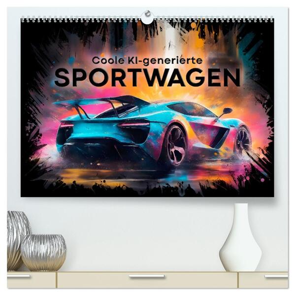Coole KI-generierte SPORTWAGEN (hochwertiger Premium Wandkalender 2026 DIN A2 quer) Kunstdruck in Hochglanz
