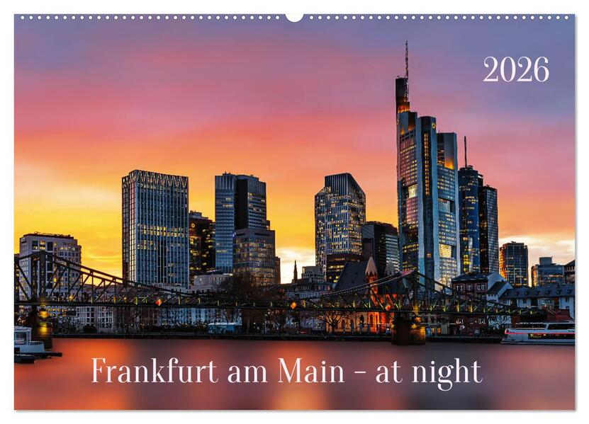 Frankfurt am Main - at night (Wandkalender 2026 DIN A2 quer) CALVENDO Monatskalender