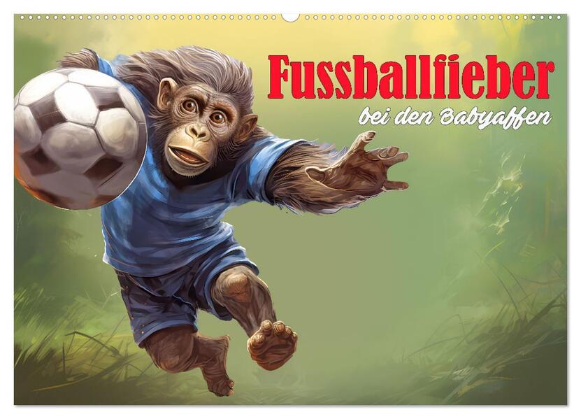 Fußballfieber bei den Babyaffen (Wandkalender 2026 DIN A2 quer) CALVENDO Monatskalender