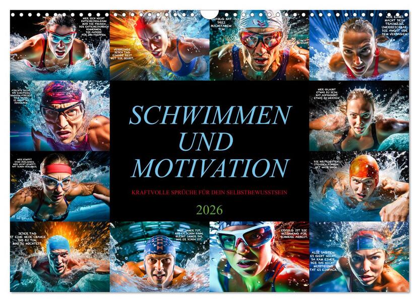 Schwimmen und Motivation (Wandkalender 2026 DIN A3 quer) CALVENDO Monatskalender
