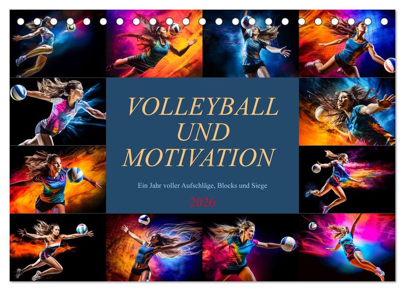 Volleyball und Motivation (Tischkalender 2026 DIN A5 quer) CALVENDO Monatskalender
