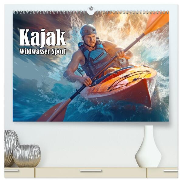 Kayak Wildwasser Sport (hochwertiger Premium Wandkalender 2026 DIN A2 quer) Kunstdruck in Hochglanz