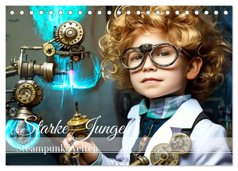 Starke Jungen - Steampunk Welten (Tischkalender 2026 DIN A5 quer) CALVENDO Monatskalender