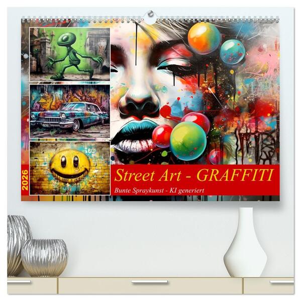 Street Art Graffiti (hochwertiger Premium Wandkalender 2026 DIN A2 quer) Kunstdruck in Hochglanz