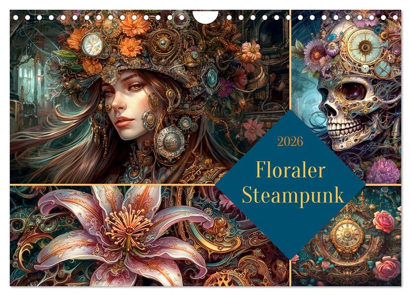 Floraler Steampunk (Wandkalender 2026 DIN A4 quer) CALVENDO Monatskalender