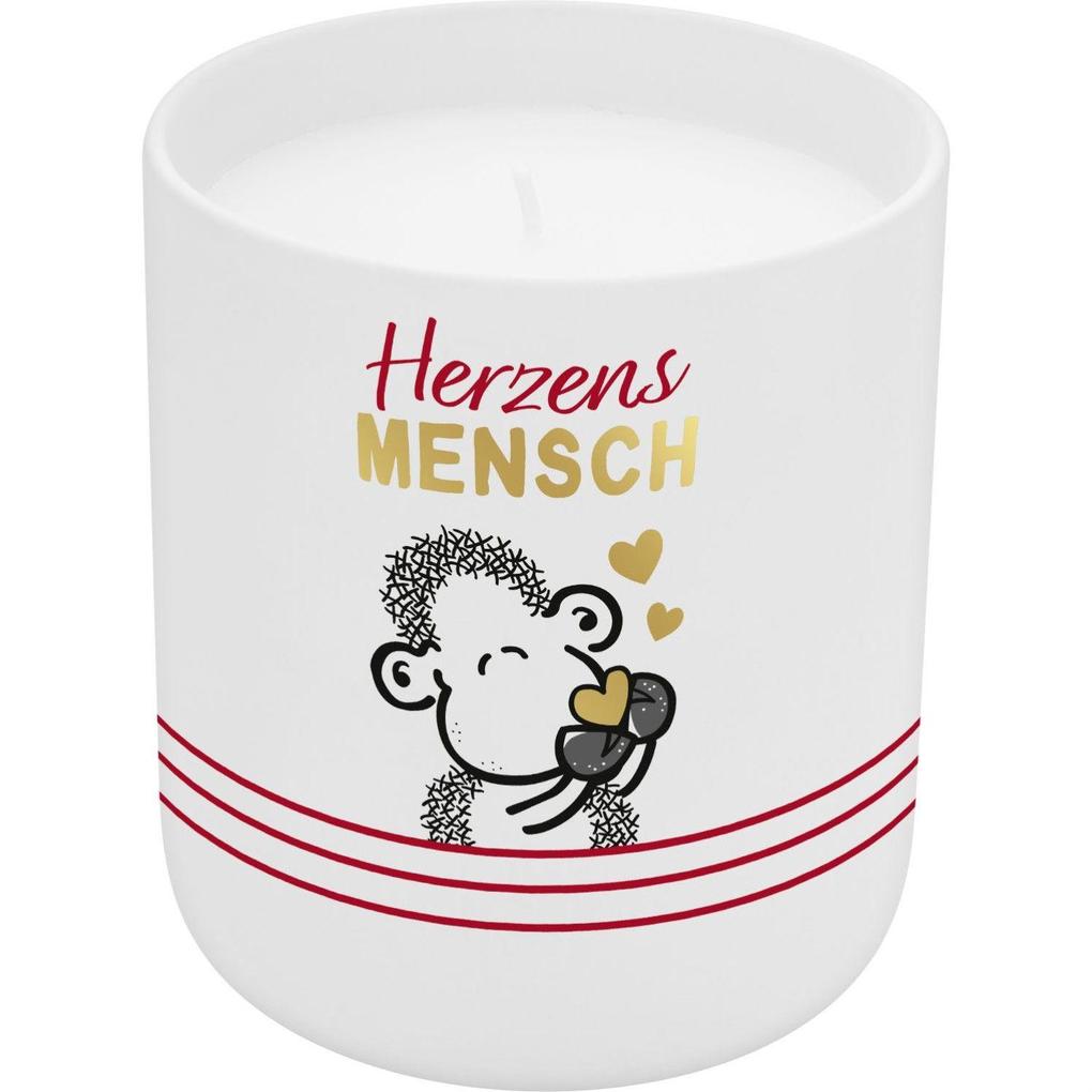 Kerze in Porzellanbecher 'Herzensmensch' mit Golddruck