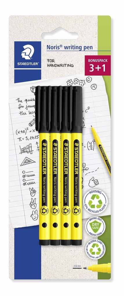 STAEDTLER Noris® writing pen 307 4 x Fineliner schwarz 307-9 BK4