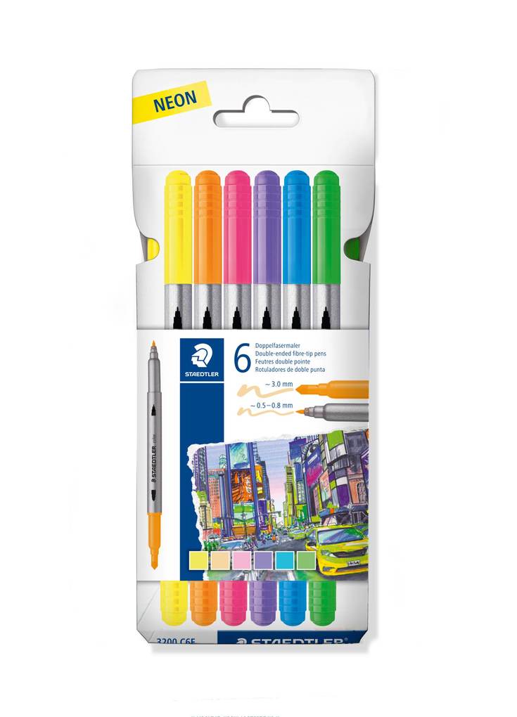 STAEDTLER STAEDTLER® 3200 Doppelfasermaler 6er Set 3200 C6F