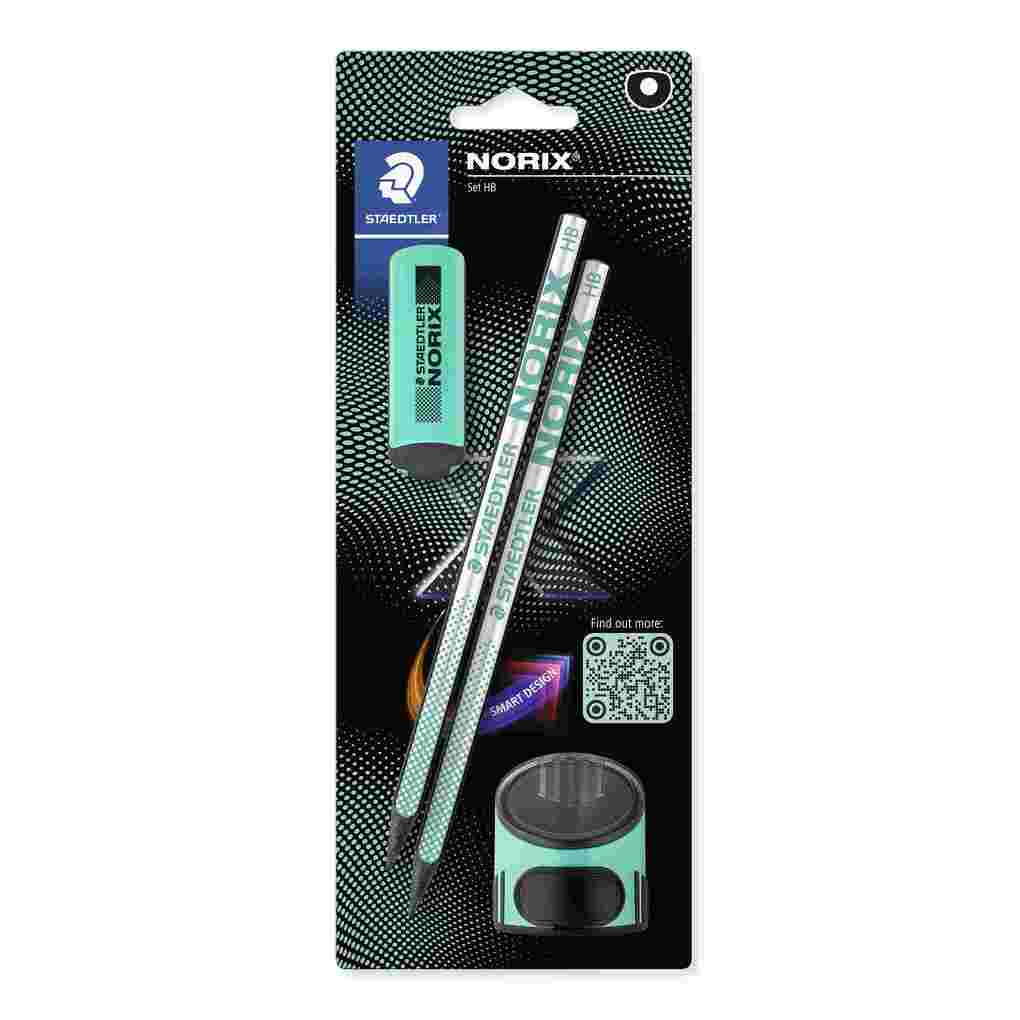 STAEDTLER NORIX® 181 koralle + 2 Bleistiften HB 1 Radierer und 1 Einzelspitzdose 181 SBK2-3