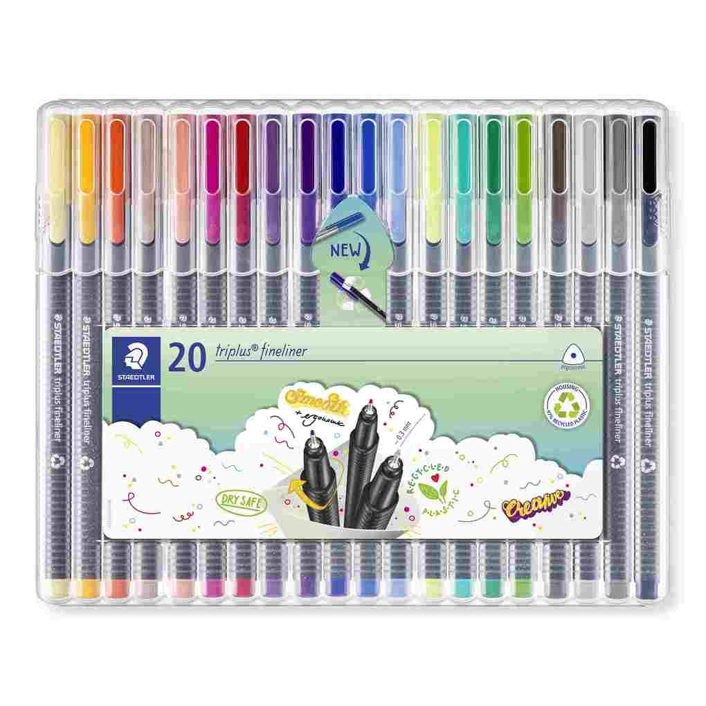 Staedtler Triplus Fineliner Pen 0.8mm Tip 0.3mm Line Assorted Colours