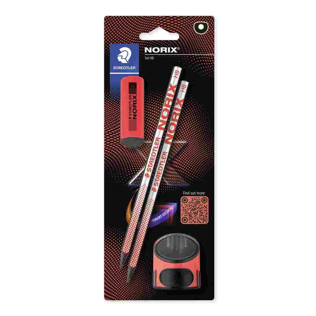 STAEDTLER NORIX® 181 koralle + 2 Bleistiften HB 1 Radierer und 1 Einzelspitzdose 181 SBK2-2