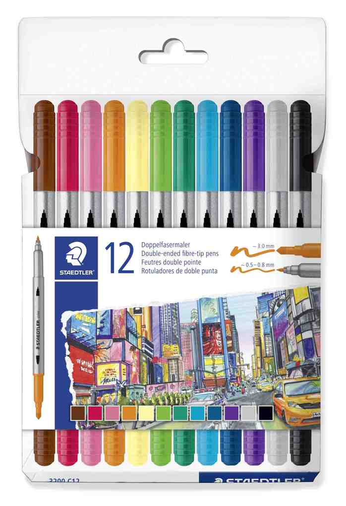 STAEDTLER STAEDTLER® 3200 Doppelfasermaler 12er Set 3200 C12