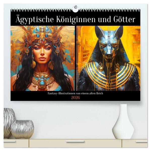 Ägyptische Königinnen und Götter. Fantasy-Illustrationen von einem alten Reich (hochwertiger Premium Wandkalender 2026 DIN A2 quer) Kunstdruck in Hochglanz