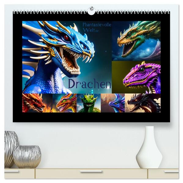 Phantasievolle Welt der Drachen (hochwertiger Premium Wandkalender 2026 DIN A2 quer) Kunstdruck in Hochglanz
