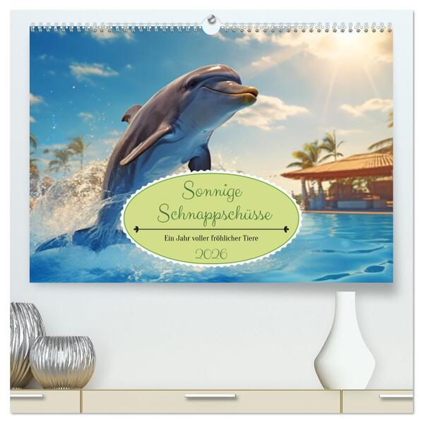 Sonnige Schnappschüsse - Ein Jahr voller fröhlicher Tiere (hochwertiger Premium Wandkalender 2026 DIN A2 quer) Kunstdruck in Hochglanz