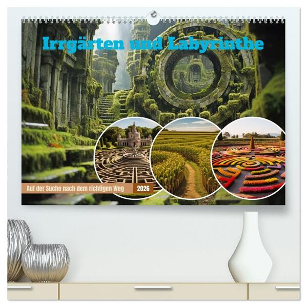 Irrgärten und Labyrinthe (hochwertiger Premium Wandkalender 2026 DIN A2 quer) Kunstdruck in Hochglanz