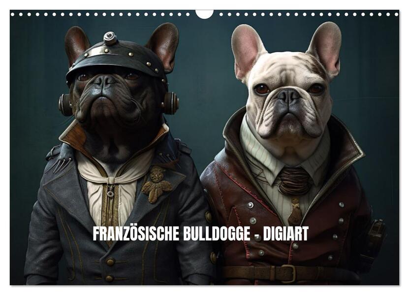 Französische Bulldogge KI Digiart (Wandkalender 2026 DIN A3 quer) CALVENDO Monatskalender