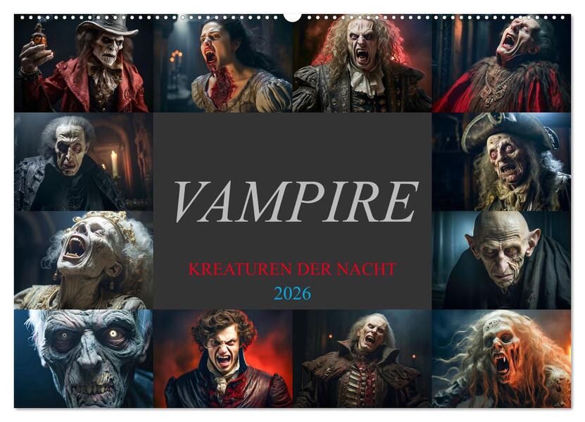 Vampire - Kreaturen der Nacht (Wandkalender 2026 DIN A2 quer) CALVENDO Monatskalender