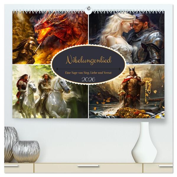 Nibelungenlied - Eine Sage von Sieg Liebe und Verrat (hochwertiger Premium Wandkalender 2026 DIN A2 quer) Kunstdruck in Hochglanz