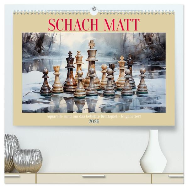 Schach Matt (hochwertiger Premium Wandkalender 2026 DIN A2 quer) Kunstdruck in Hochglanz