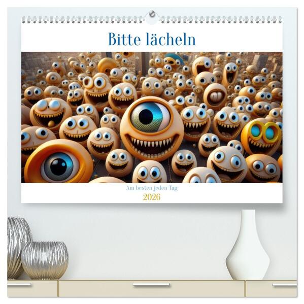 Bitte lächeln. Am besten jeden Tag. (hochwertiger Premium Wandkalender 2026 DIN A2 quer) Kunstdruck in Hochglanz