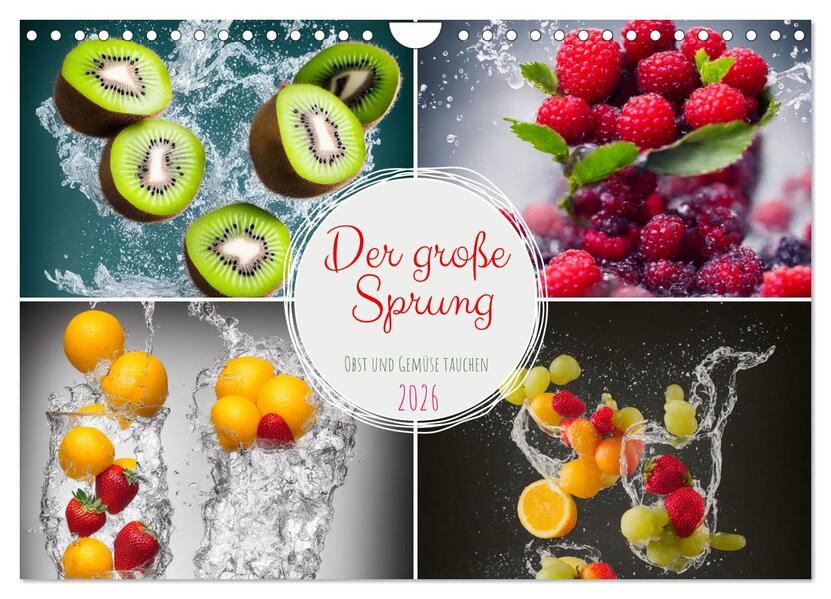 Der große Sprung - Obst und Gemüse tauchen (Wandkalender 2026 DIN A4 quer) CALVENDO Monatskalender