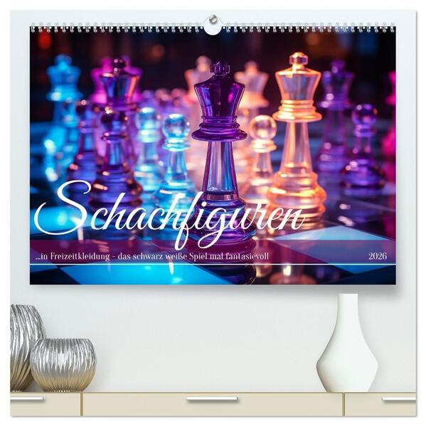 Schachfiguren in Freizeitkleidung (hochwertiger Premium Wandkalender 2026 DIN A2 quer) Kunstdruck in Hochglanz