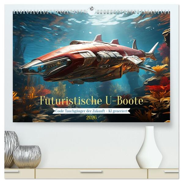 Futuristische U-Boote (hochwertiger Premium Wandkalender 2026 DIN A2 quer) Kunstdruck in Hochglanz