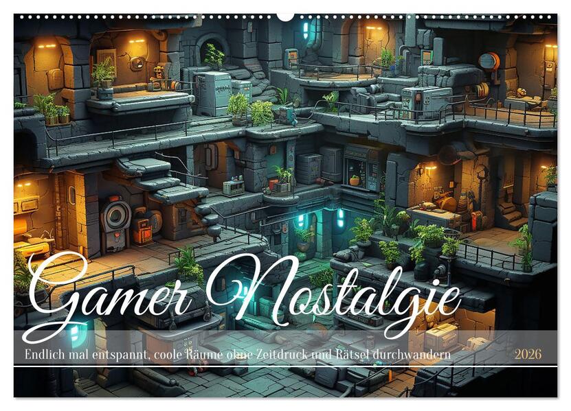 Gamer Nostalgie (Wandkalender 2026 DIN A2 quer) CALVENDO Monatskalender