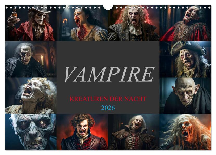Vampire - Kreaturen der Nacht (Wandkalender 2026 DIN A3 quer) CALVENDO Monatskalender