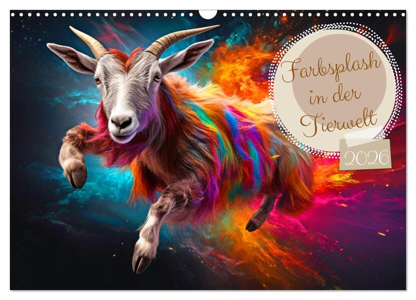 Farbsplash in der Tierwelt (Wandkalender 2026 DIN A3 quer) CALVENDO Monatskalender
