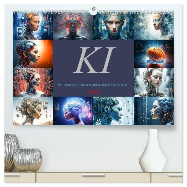 KI - Wie sich die künstliche Intelligenz selbst sieht (hochwertiger Premium Wandkalender 2026 DIN A2 quer) Kunstdruck in Hochglanz
