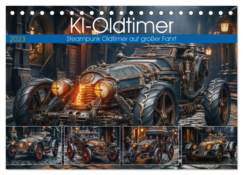 KI-Oldtimer (Tischkalender 2026 DIN A5 quer) CALVENDO Monatskalender